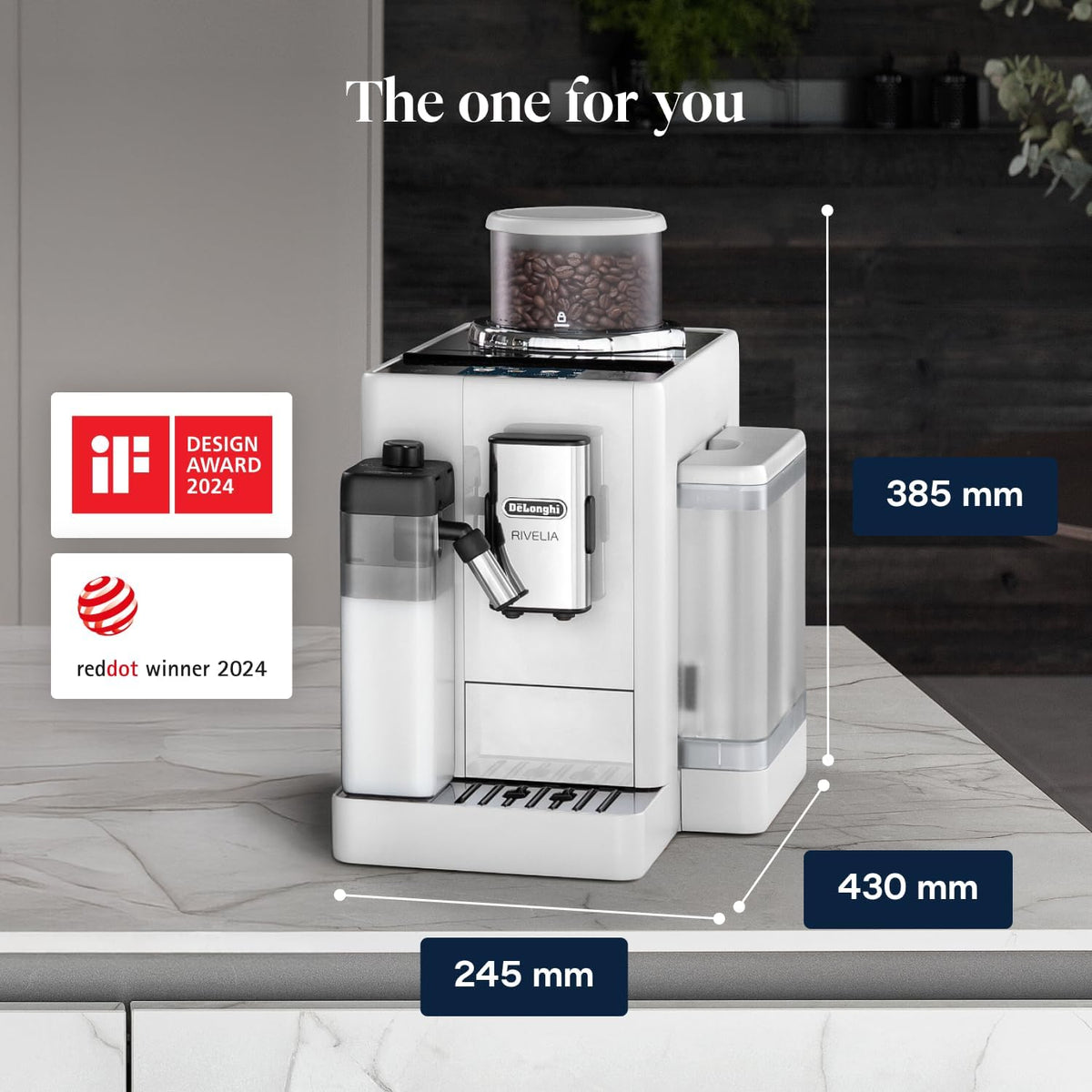 De'Longhi Rivelia - Automatic Coffee Machine 16 One-Touch Drinks White