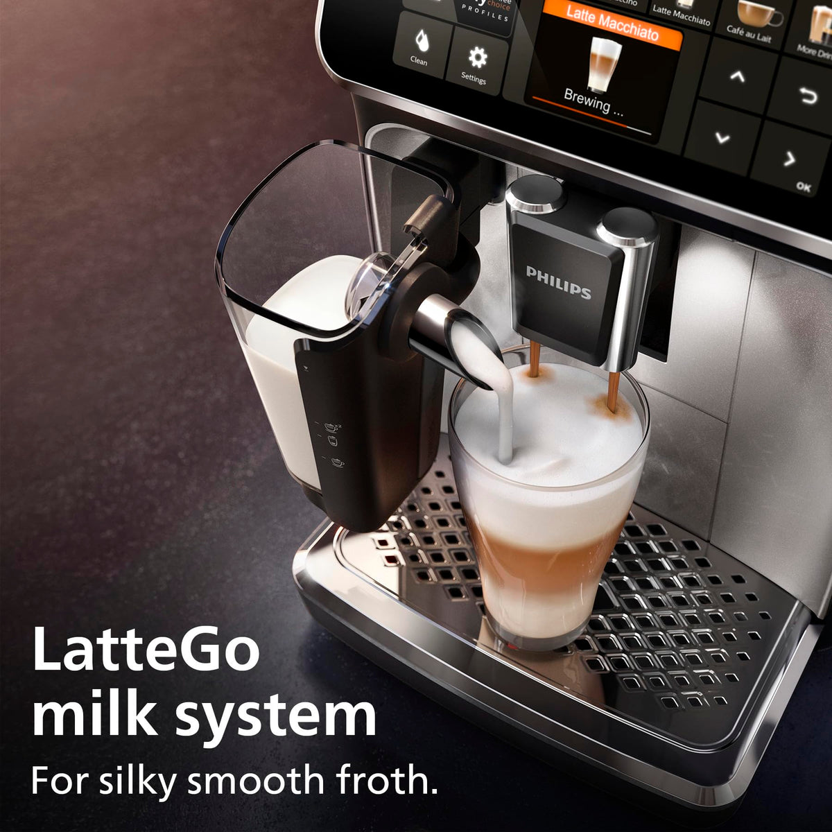 PHILIPS 5500 Series Bean to Cup Coffee Machine, LatteGo, 20 Hot/Iced Drinks