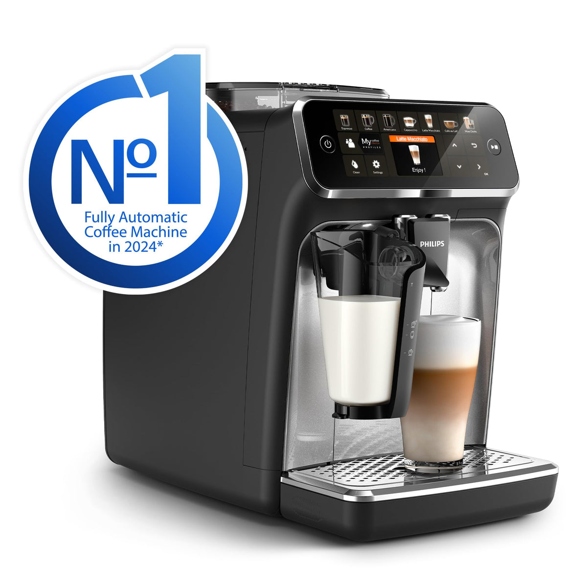 PHILIPS 5500 Series Bean to Cup Coffee Machine, LatteGo, 20 Hot/Iced Drinks