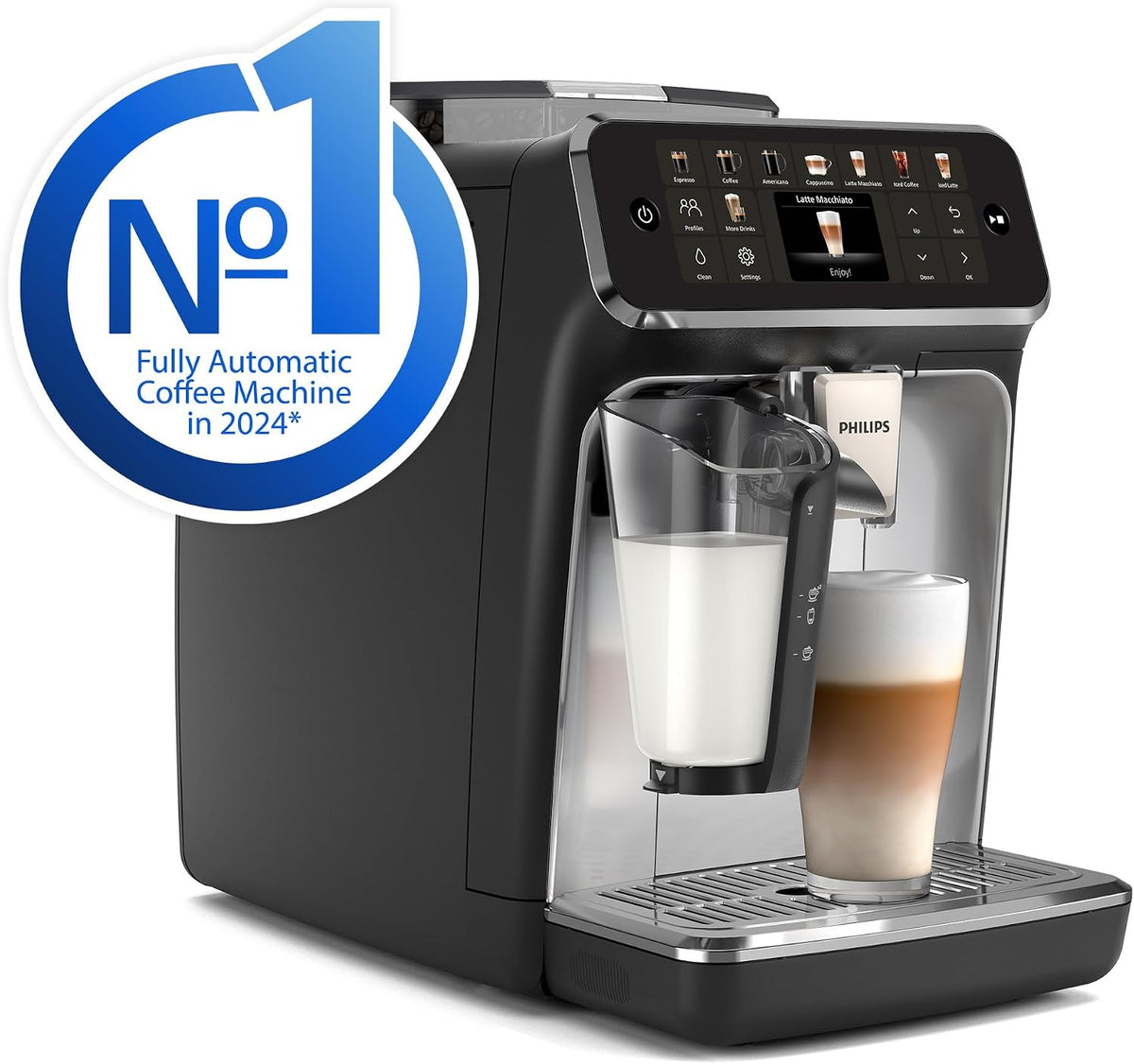 PHILIPS 5500 Series Bean to Cup Coffee Machine, LatteGo, 20 Hot/Iced Drinks