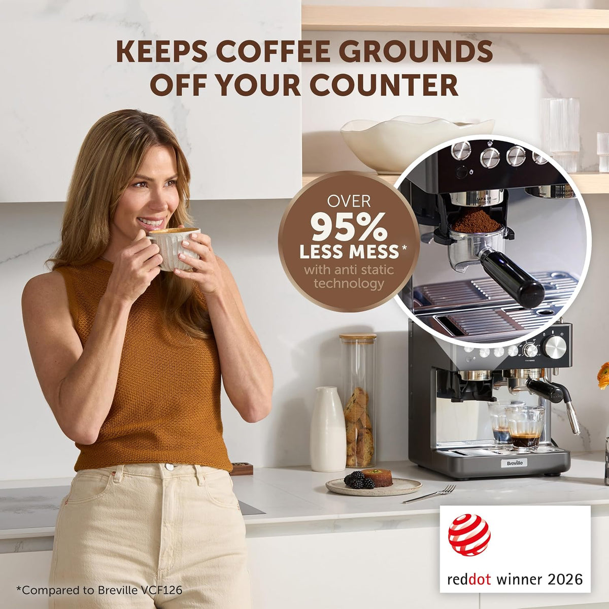 Breville Barista Sense Espresso Machine | Bean to Cup Coffee Maker with Integrated Coffee Grinder & Milk Frother | TempSense Steam Wand | 15 Bar Italian Pump | Black [VCF187]