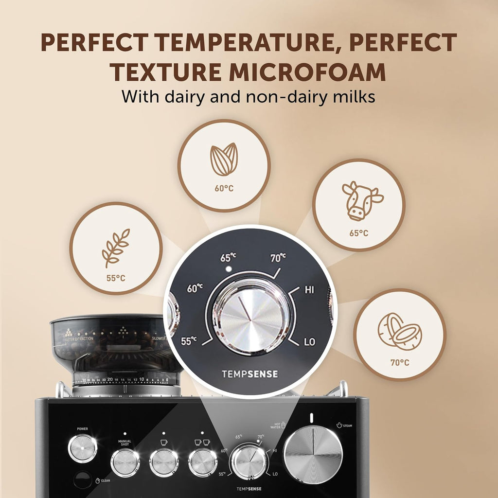 Breville Barista Sense Espresso Machine | Bean to Cup Coffee Maker with Integrated Coffee Grinder & Milk Frother | TempSense Steam Wand | 15 Bar Italian Pump | Black [VCF187]