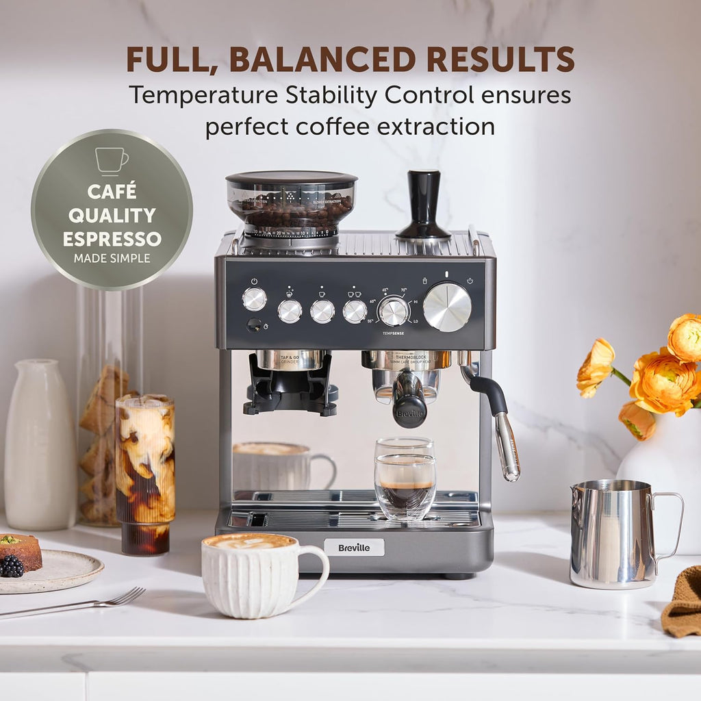 Breville Barista Sense Espresso Machine | Bean to Cup Coffee Maker with Integrated Coffee Grinder & Milk Frother | TempSense Steam Wand | 15 Bar Italian Pump | Black [VCF187]
