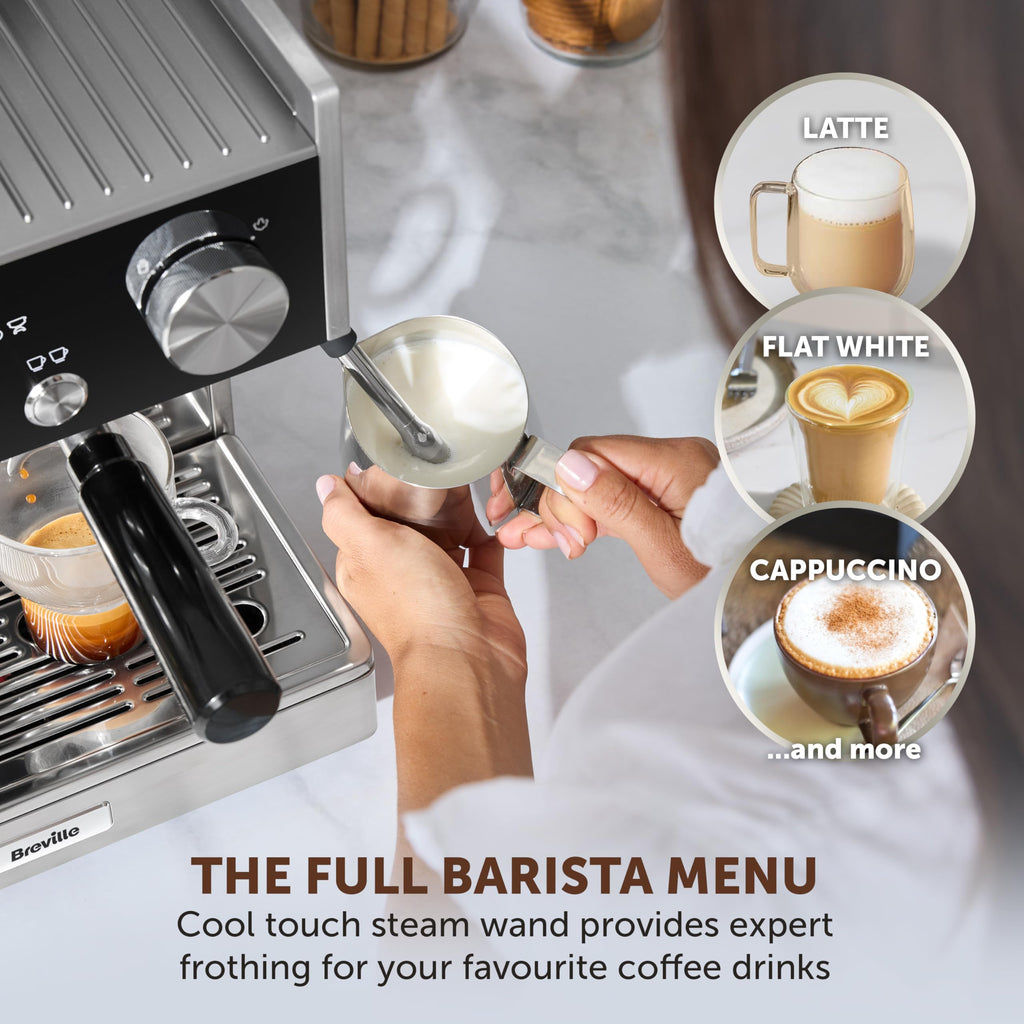 Breville Barista Sense Espresso Machine | Bean to Cup Coffee Maker with Integrated Coffee Grinder & Milk Frother | TempSense Steam Wand | 15 Bar Italian Pump | Black [VCF187]