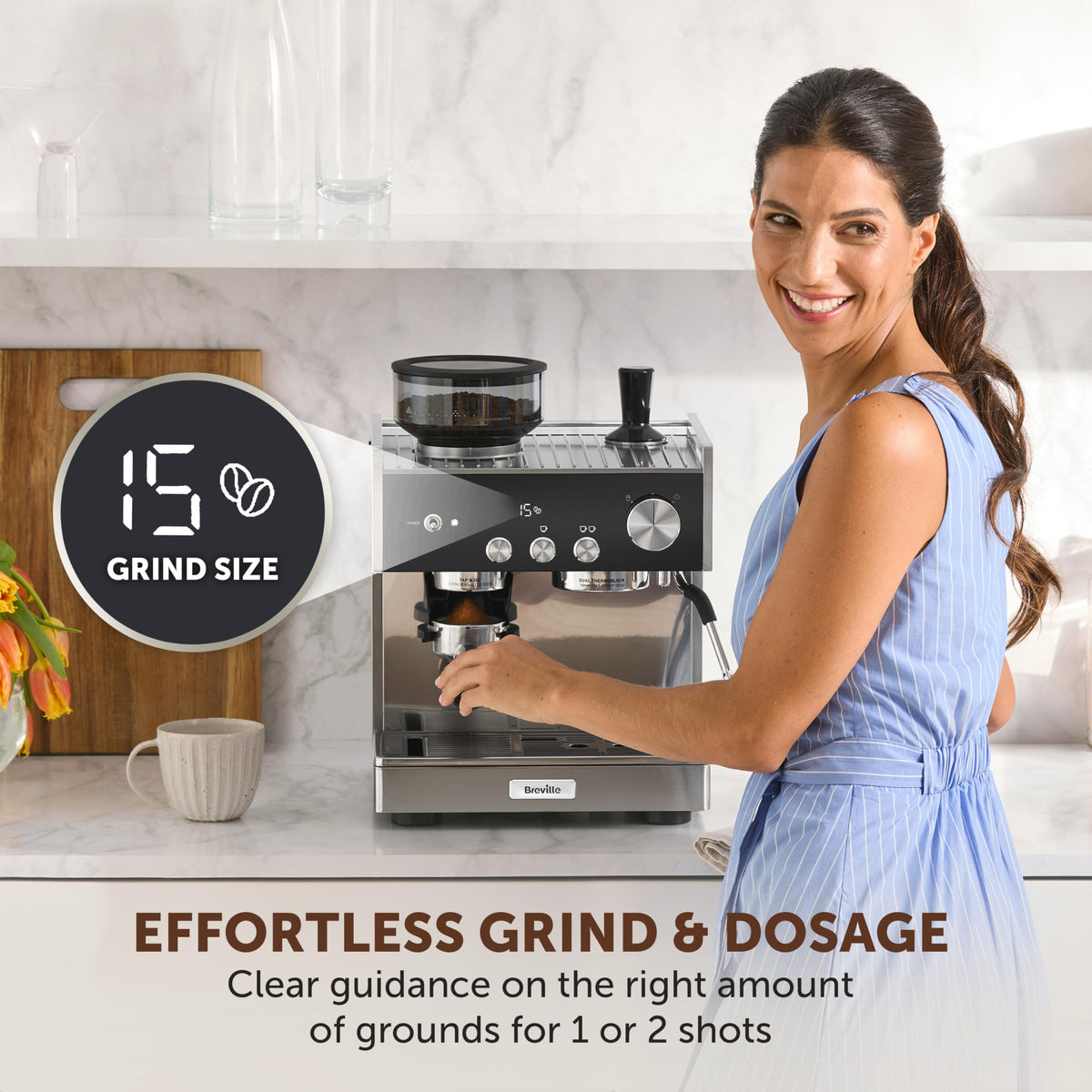 Breville Barista Sense Espresso Machine | Bean to Cup Coffee Maker with Integrated Coffee Grinder & Milk Frother | TempSense Steam Wand | 15 Bar Italian Pump | Black [VCF187]