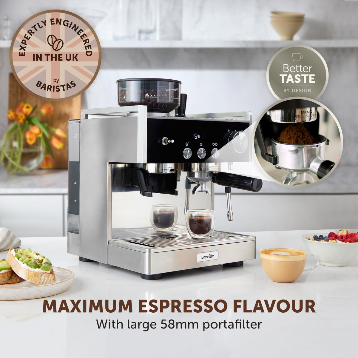 Breville Barista Sense Espresso Machine | Bean to Cup Coffee Maker with Integrated Coffee Grinder & Milk Frother | TempSense Steam Wand | 15 Bar Italian Pump | Black [VCF187]
