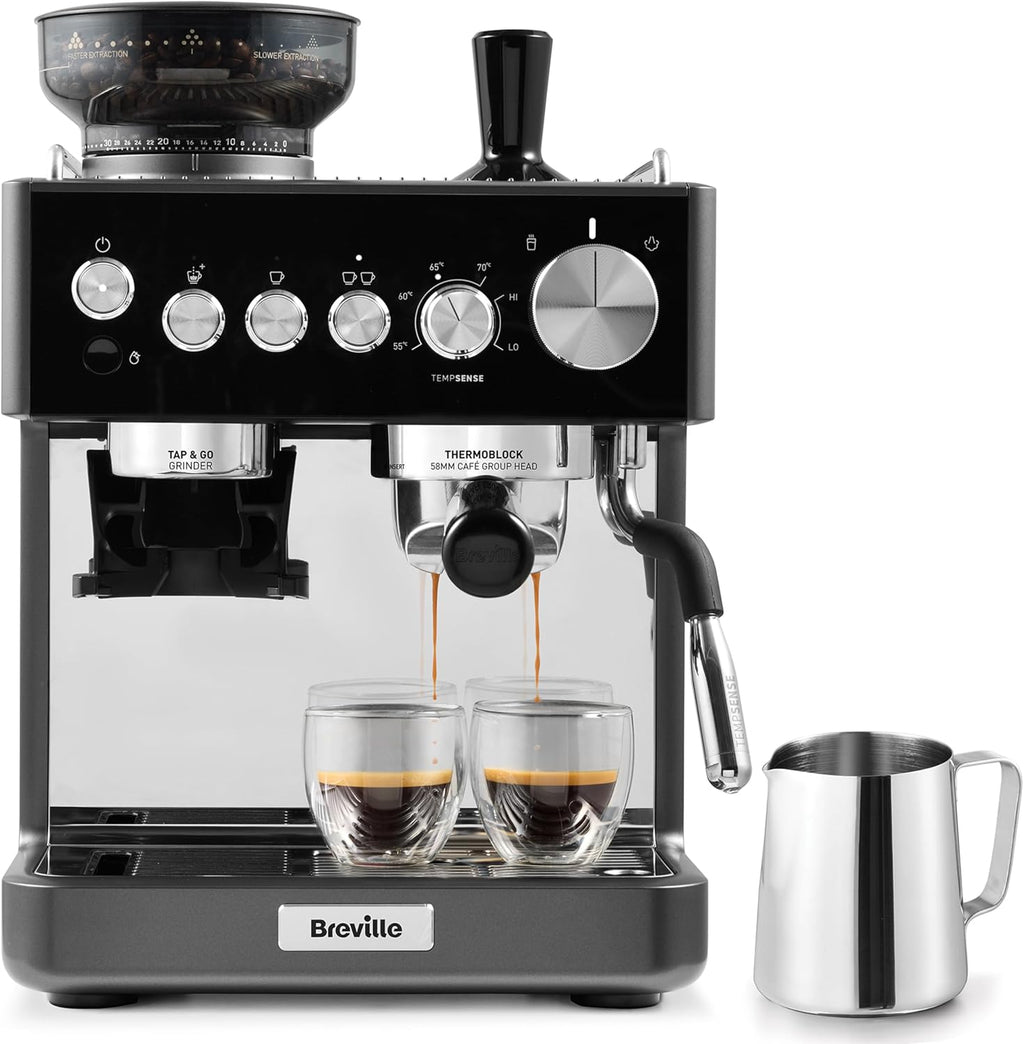 Breville Barista Sense Espresso Machine | Bean to Cup Coffee Maker with Integrated Coffee Grinder & Milk Frother | TempSense Steam Wand | 15 Bar Italian Pump | Black [VCF187]