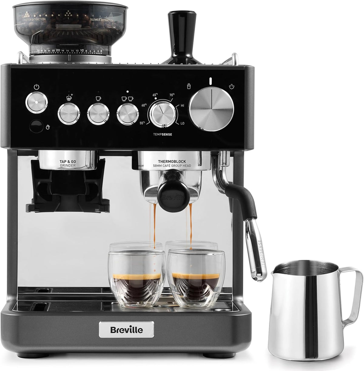 Breville Barista Sense Espresso Machine | Bean to Cup Coffee Maker with Integrated Coffee Grinder & Milk Frother | TempSense Steam Wand | 15 Bar Italian Pump | Black [VCF187]